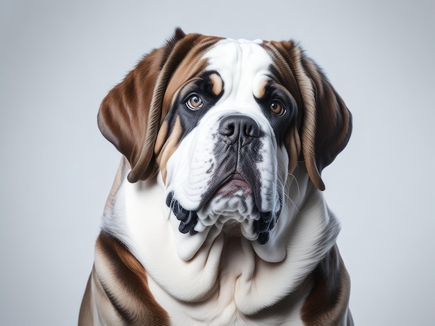 Lustiger süßer Bernhardiner-Hund auf weichem Pastellhintergrund, ai generativ