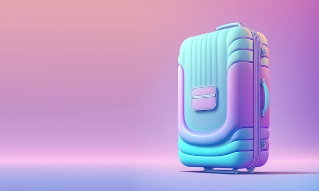 Lustiger ultraweicher Koffer isoliert auf rosa Hintergrund Pastellfarben Buntes Poster und Banner Cartoon minimaler Luftstil 3D-Illustration