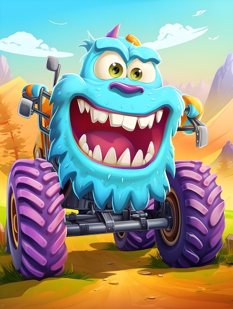 lustiger Zeichentrickfilm Monster Truck bunte