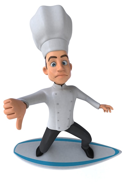 Lustiges 3D-Cartoon-Kochsurfen