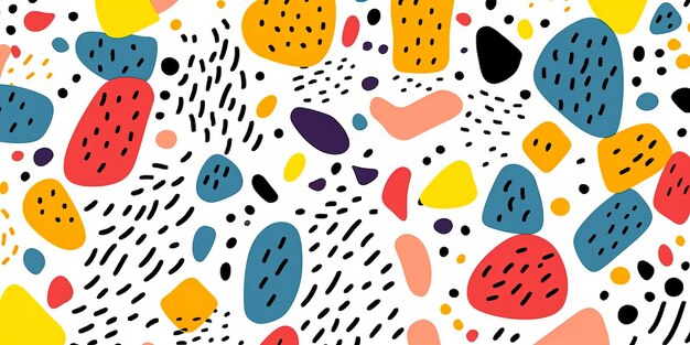 Lustiges buntes Doodle-Nahtloses Muster Schönes Illustrationsbild Generative KI