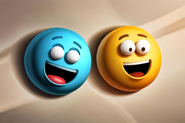 lustiges Emoji-Konzept 3D-Illustration-Stil trauriges Emoji glückliches Emoji