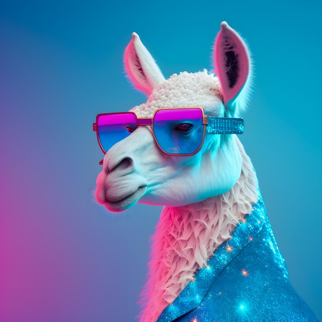 Lustiges Lama-Porträt mit Sonnenbrille
