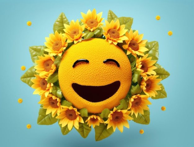 Lustiges Sonnenblumen-Emoticon zum Tag der psychischen Gesundheit