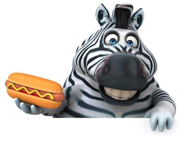 Lustiges Zebra mit Hotdog