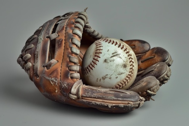 Foto luvas de beisebol duráveis com bola de jogo gerar ai