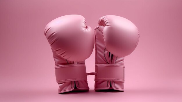 Foto luvas de boxe rosa em um fundo rosa generativo ai