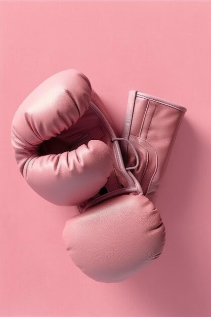 Foto luvas de boxe rosa em um fundo rosa