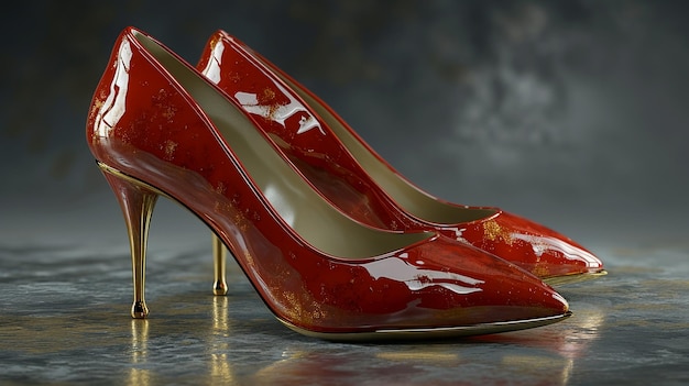 Luxe Little Feet Hiper Realistas Baby Stilettos Rojos con Detalle de Oro Cromado en 3D