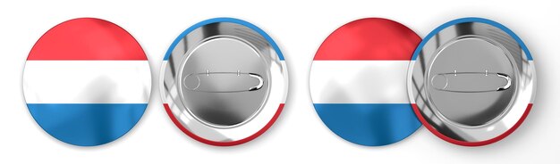 Luxemburg runde Abzeichen mit Landesflagge auf weißem Hintergrund 3D-Illustration