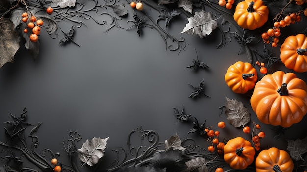 Luxo 3D renderizado com fundo de Halloween com vibração de abóbora