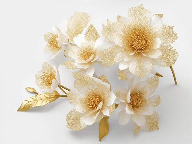 Luxo abstrato lindas flores metálicas brilhantes