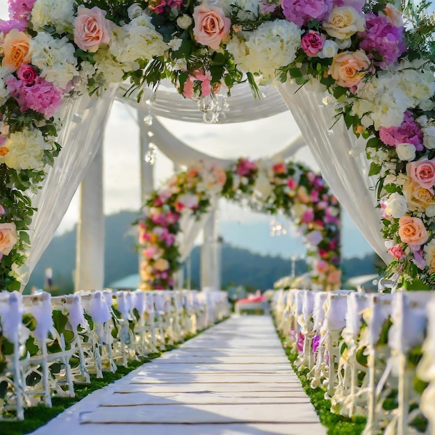 Luxo de casamento flor fundo fundo bouquet de flores AI gerador