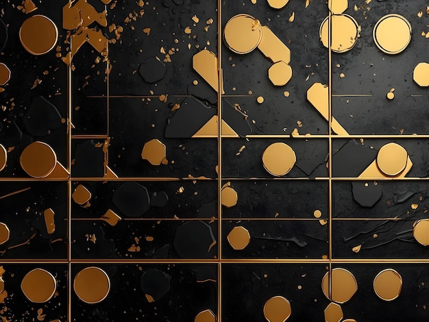 Foto luxo dourado e preto grunge geométrico fundo abstrato com pontos vector design retro