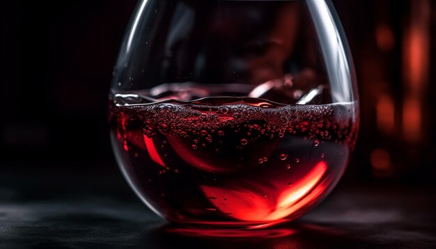 Luxo líquido derramado em taça de vinho de cristal refletindo elegância e celebração gerada pela IA