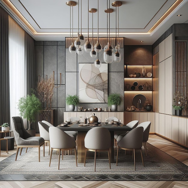 Luxo moderno bela maquete de cena sala de estar desenho interior padrão de fundo de parede
