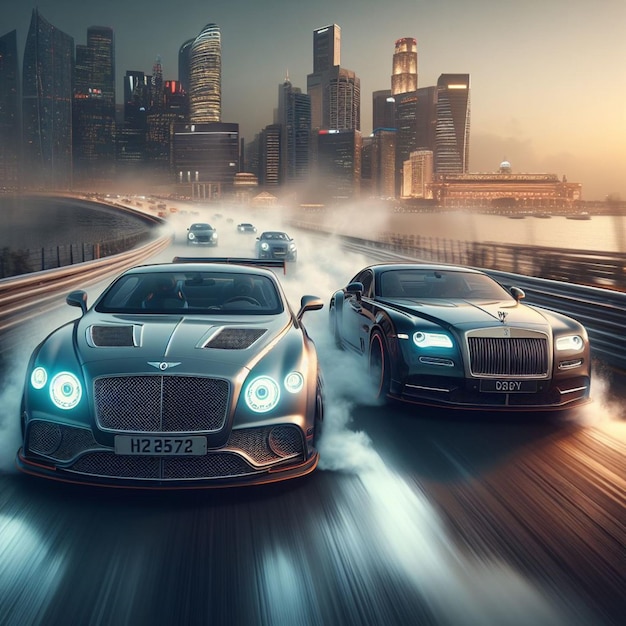 Luxo na pista de corrida Bentley e Rolls Royce competem pela supremacia real na velocidade