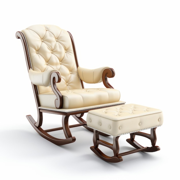 Luxuosa cadeira de balanço de opulência com beige otomano