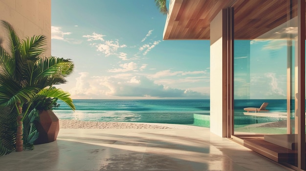 Foto luxuosa casa frente a la playa con impresionante vista al océano
