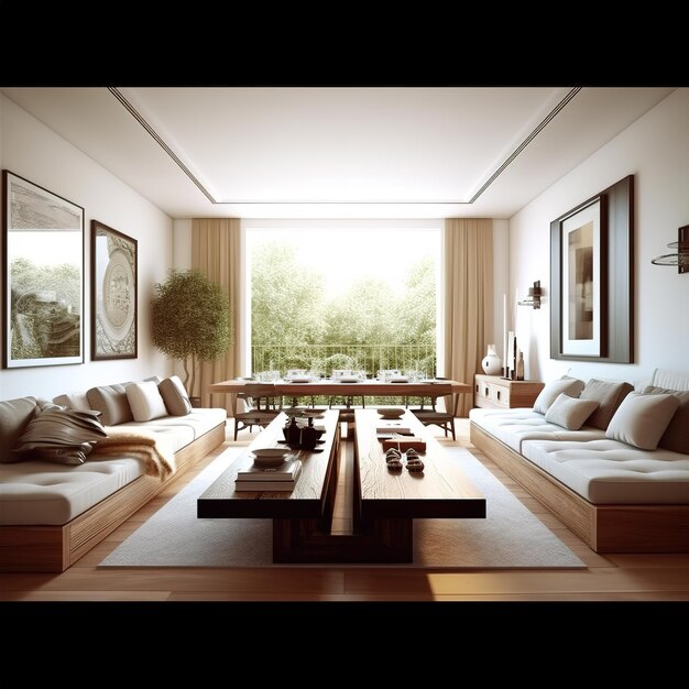 luxuosa sala de estar de madeira