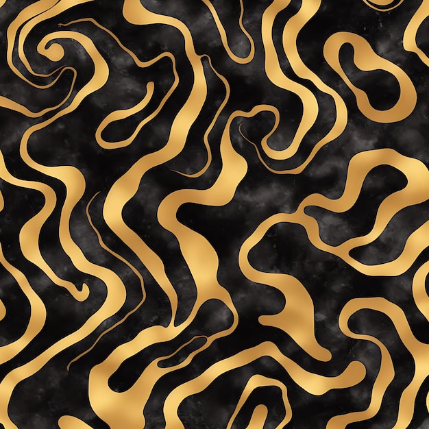 Luxuosa textura abstrata de mármore de tinta preta com azulejo de ágata dourada