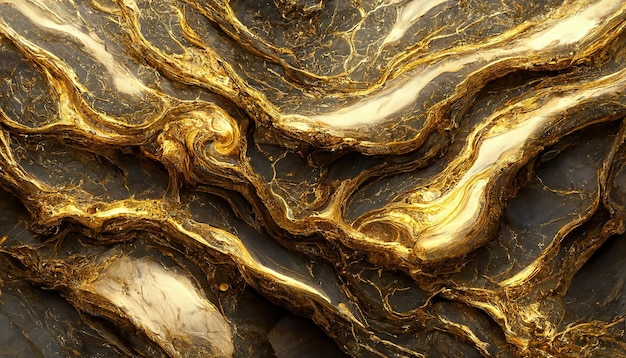Luxuosa textura de mármore dourado Tinta de mármore de pintura original requintada para fundo abstrato