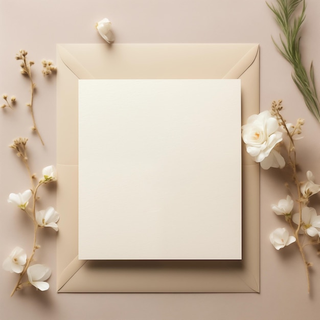Foto luxuoso a4 a5 papel de papel de escritório branco cercado de flores brancas para casamento