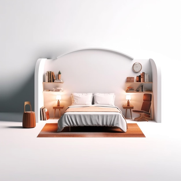 Luxuoso apartamento moderno roupa de cama confortável janela iluminada