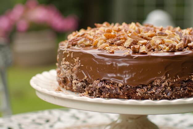 Foto luxuoso bolo de chocolate alemão caseiro