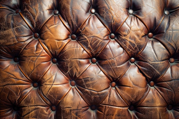 Luxuoso couro castanho vintage Chesterfield textura closeup fundo para designers