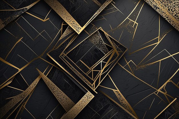 Luxuoso fundo estampado em preto e dourado, papel de parede elegante para telefone com design elegante