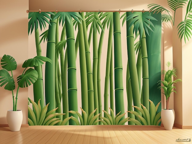 Luxuoso papel de parede de folha de palmeira de bambu tropical ai gerado