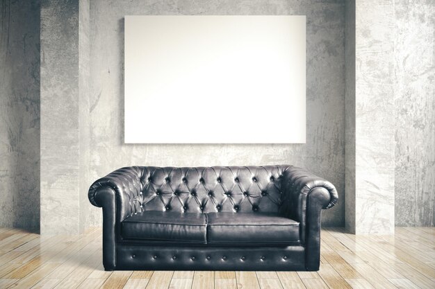 Luxuri sofá de couro preto e cartaz em branco i