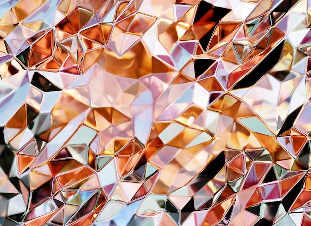 Luxuriöse abstrakte realistische Kristallstruktur mit Prisma-Spektrum-ätzender Reflexion, Nahaufnahme des Hintergrunds, 3D-Rendering