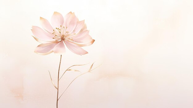 Foto luxuriöse aquarellblumen und -zweige, rosa-goldene lila-flecken und -blumen auf weißem hintergrund