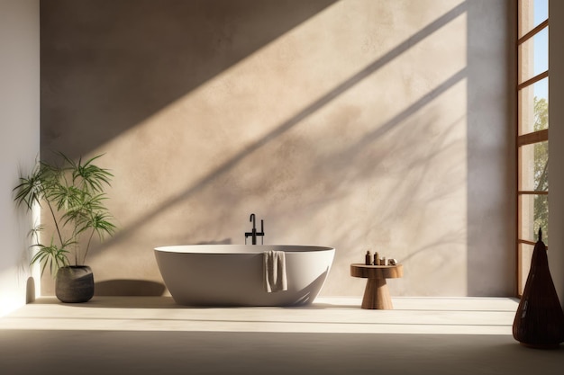 Luxuriöse Badezimmer-Interieurdekoration mit minimalem Design Generative KI