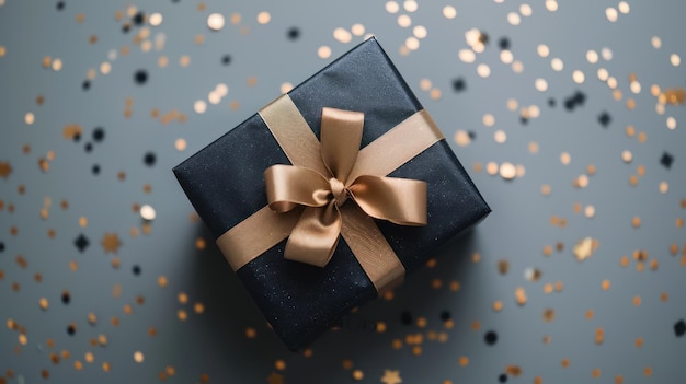 Luxuriöse dunkelblaue Geschenkbox mit Goldband Minimalistische Eleganz für besondere Anlässe
