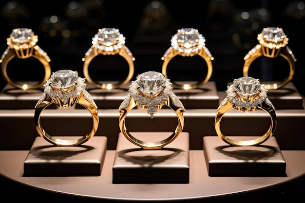 Foto luxuriöse einzelhandelsgeschäfte zeigen gold- und diamantenschmuck