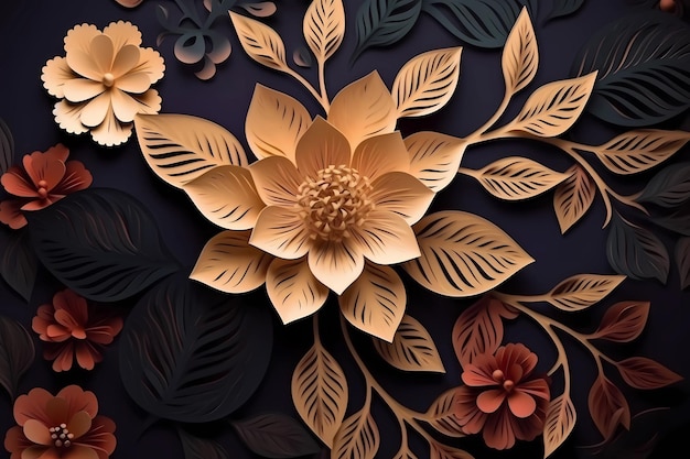 Luxuriöse florale Illustration, Design, Hintergrund, generative KI