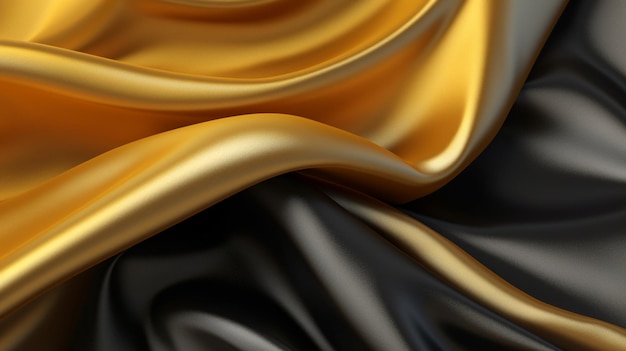 Luxuriöse gold- und schwarze Stoffe Abstrakt Eleganz generative KI