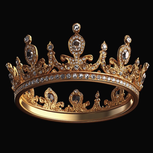 Luxuriöse goldene Krone mit funkelnden Diamanten auf schwarzem Hintergrund