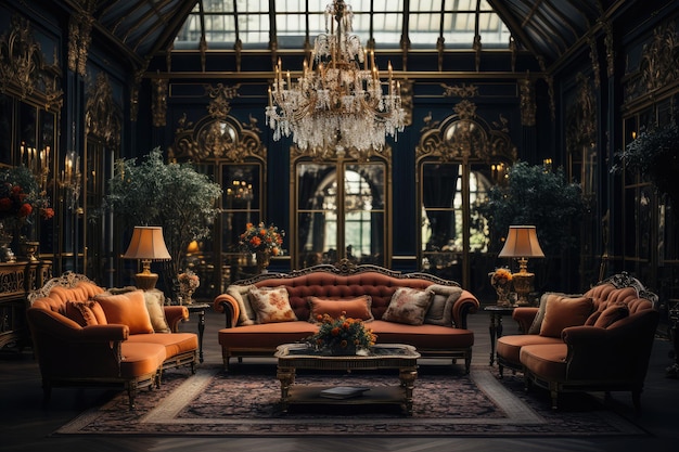 Luxuriöse Innenarchitektur mit opulenten Möbeln