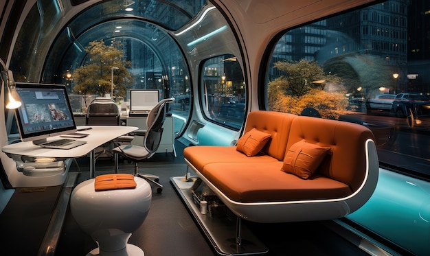 Luxuriöse Inneneinrichtung von Zügen und Bussen mit einem modernen Aussehen