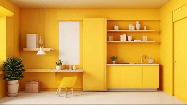 Luxuriöse moderne Wohnung Innenarchitektur mit Sofa Kissen 3D-Rendering