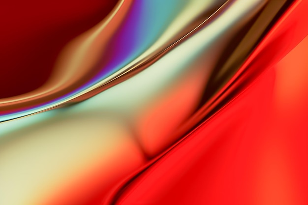 Luxuriöse rote und goldene weiche Seidenwellen auf einem von der KI generierten Glasmorphismus-Hintergrund