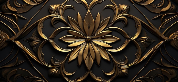 Luxuriöse schwarz-goldene Blumen-Hintergrund 3D-Vektorillustration