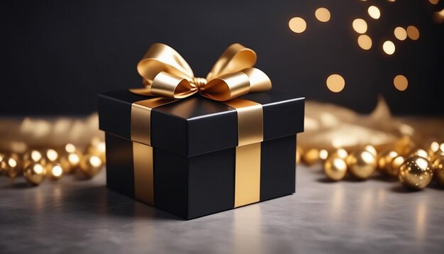 Luxuriöse schwarz-goldene Geschenkbox-Mockup