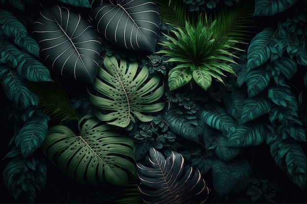 Luxuriöse tropische Blätter Pflanze und Laub exotische Hintergrundzusammenfassung der Botanik