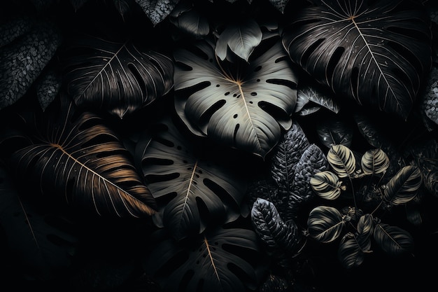 Luxuriöse tropische Blätter Pflanze und Laub exotische Hintergrundzusammenfassung der Botanik