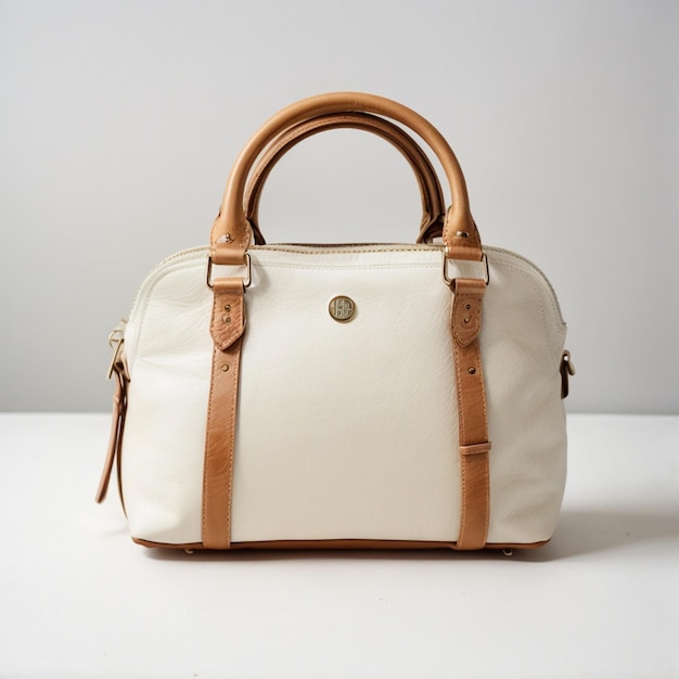Luxuriöse und klassische Handtasche auf weißem Hintergrund